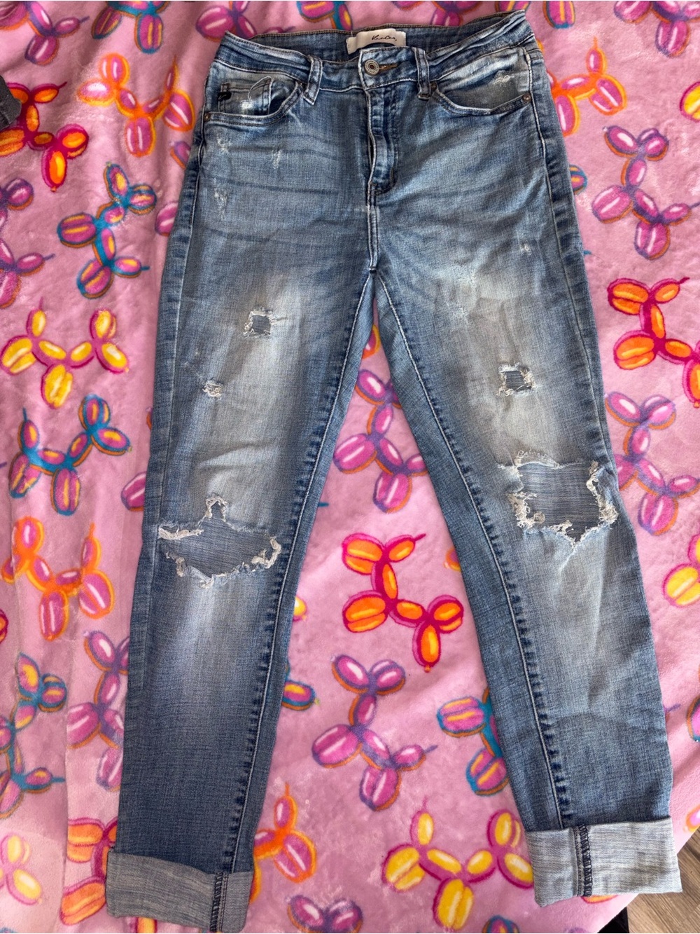 KanCan Distressed Medium Blue Boyfriend Jeans